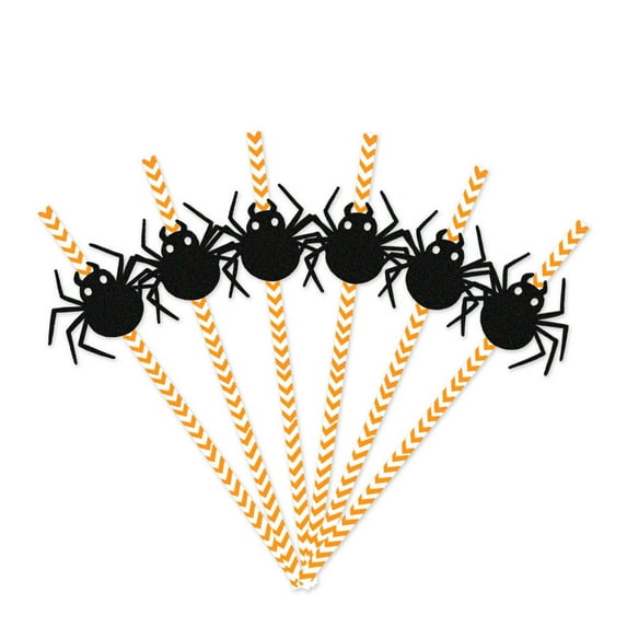 Hvmvliv Halloween Disposable Straw 48Pcs Halloween Straws Spider Pumpkin Witch Straws 2024 Halloween Bar Decoration Halloween Party Supplies Birthday Decoration (48pcs)