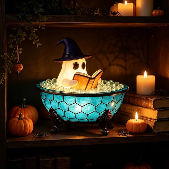 Clearance Halloween Ghost Bubble Bath Lamp, Cute Bathtub Ghost Night Lights, Reading Books Lamp, Halloween Decorations for Home Office Bedroom Table, Halloween Gift for Kiddo Women Men