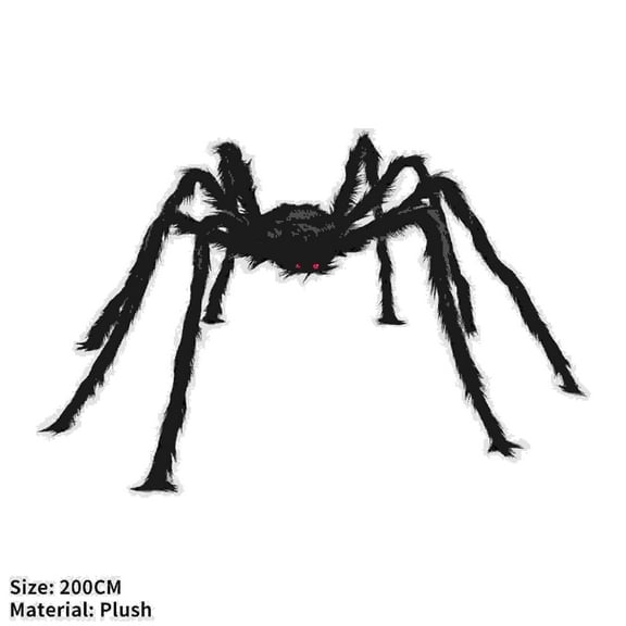 Hvmvliv Halloween Giant Fake Spider Giant Halloween Hairy Spider Realistic Scary Black Spider Props Decoration For Indoor and Outdoor Decoration (200cm)
