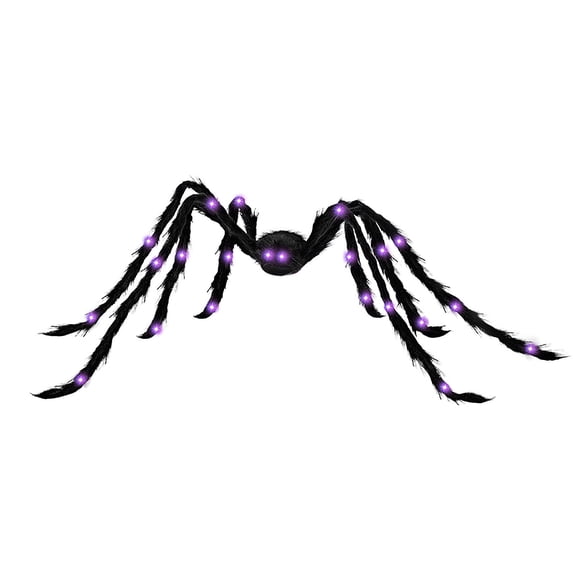 Clearance！Halloween Glowing Giant Spider with Purple Light Eyes,Outdoor Party Decoration,Halloween Spider Decoration Tricky Props,Plush Big Spider for Indoor and Outdoor