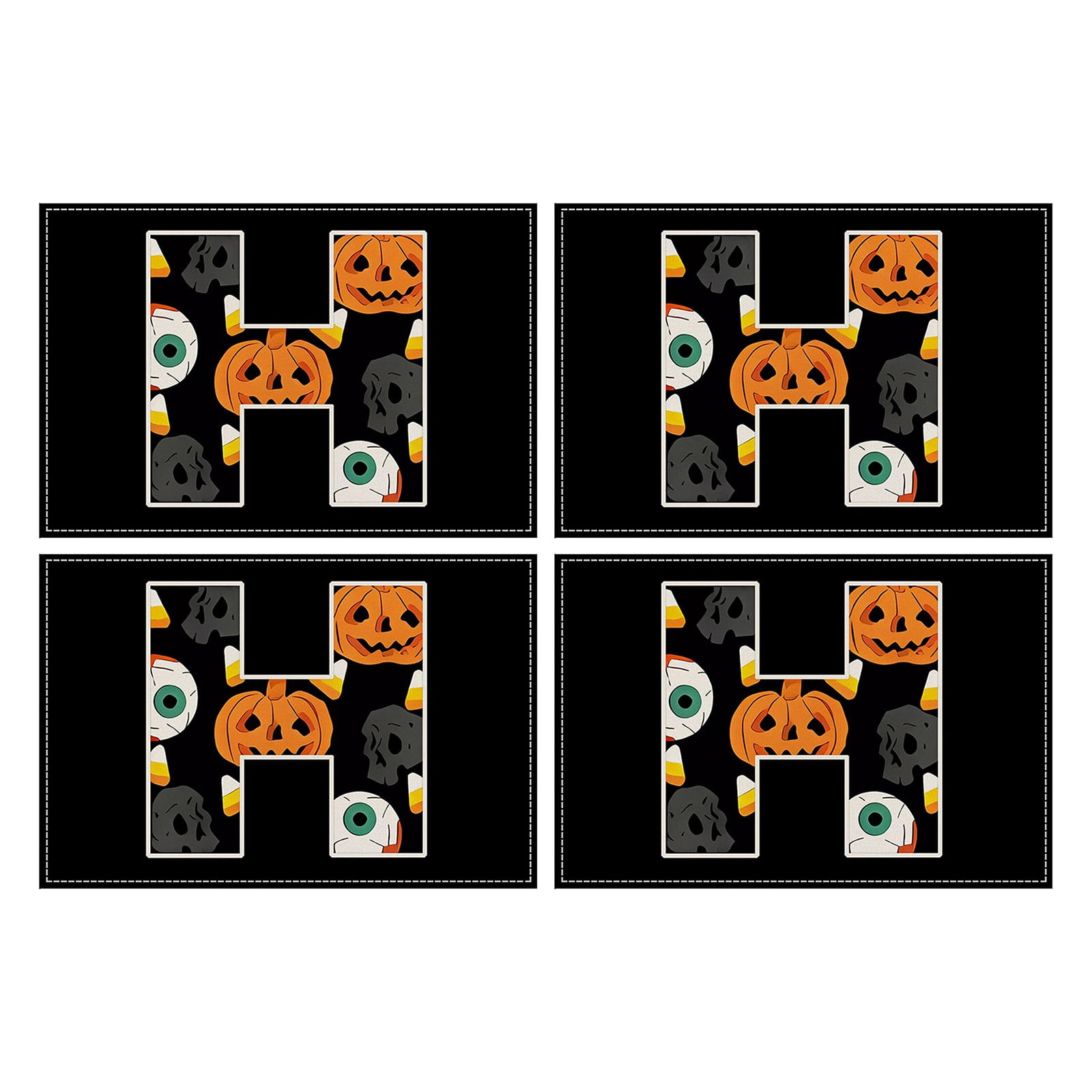 Clearance!Halloween Placemats Set Of 4 12x18 Inch Funny Table Mat Non Slip And Washable Linen