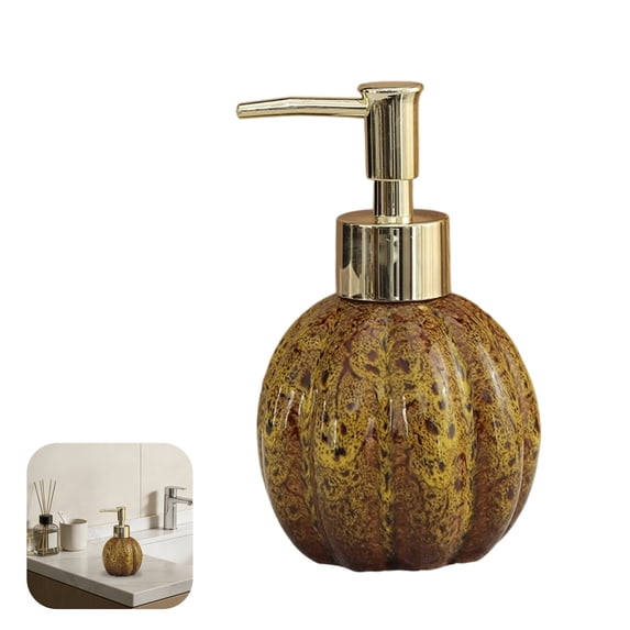 Clearance Halloween Pumpkin Shape Liquid Soap Dispenser Pump, Trendy Holiday Decoration for Apartment, Kitchen Sink, Home Bathroom Vanity and Halloween Themed Room Decoration (200ml)