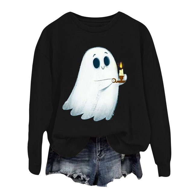 Clearance! Halloween Shirts For Women Plus Size 2024 Long Sleeve Funny
