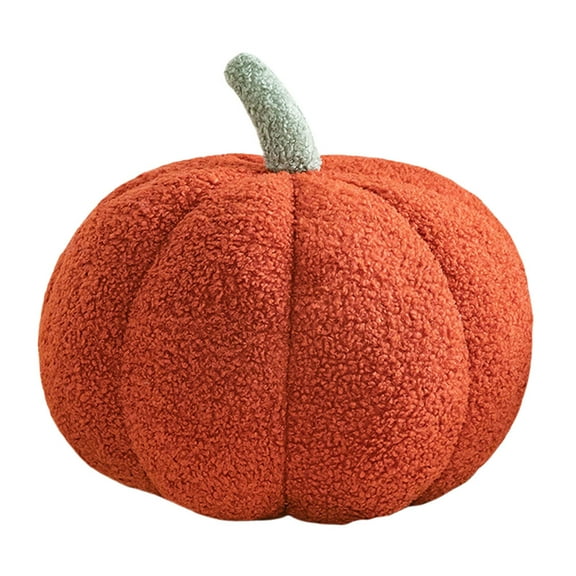 Halloween Simulated Pumpkin Pillow, Plush Fall Pillow Decoration, 3D Pumpkin Throw Pillow for Thanksgiving Christmas Halloween Bedroom Sofa Couch Supplies (Red 7.9inch)