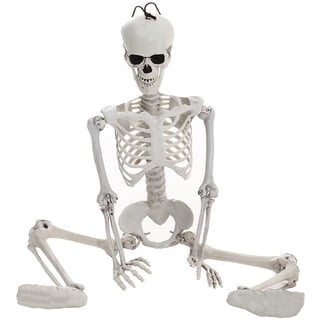 Halloween Skeleton Decoration 35", Full Body Skull with Movable Joints, Hanging Posable Spooky Skeleton for Halloween Haunted House Party Prop