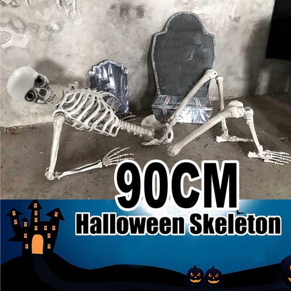 Clearance! Halloween Skeleton Prop 90cm Human Full Size Skull Festival Horror Body Model Decor