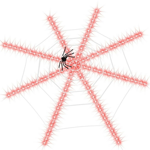 Hvmvliv Halloween Spider Webs Light Halloween Webs LED Lights 8-Modes Halloween Decoration Prop,120 Lights For Halloween Decorations Indoor Yard Garden Party With Large Spider (12ft+30cm spider)
