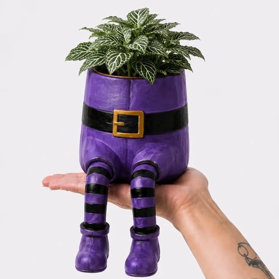 Clearance! Halloween Whimsical Hanging Leg Planter, Resin Succulent Garden Pot, Witch