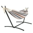 thumbnail image 1 of Clearance! Hammock with Stand, Brazilian Style Hammock Bed with Steel Stand and Carrying Bag, Portable Double Hammock for Patio Balcony Deck Indoor Outdoor, Max Load 450lbs, Easy Set Up, K3965, 1 of 11