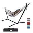 thumbnail image 1 of Clearance! Hammocks & Stand Sets for Patio & Garden, Portable Hammock with 8.5 FT Stand, Hammock with Space-Saving Steel Stand Includes Portable Carrying Case (Rainbow), S10384, 1 of 8