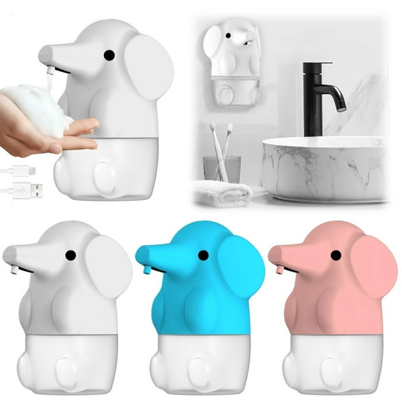 Hand Wash Dispenser Automatic Soap Dispenser Shape Foaming Soap Dispenser 250Ml 2 Modes Usb Rechargeable Cute Animal Touchless Hand Soap Dispenser for Kids Bathroom White