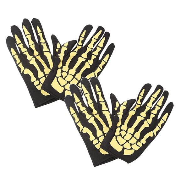 Clearance Hand protection equipment under $5,Halloween Bone Skeleton Goth Racing Full Gloves 2PC