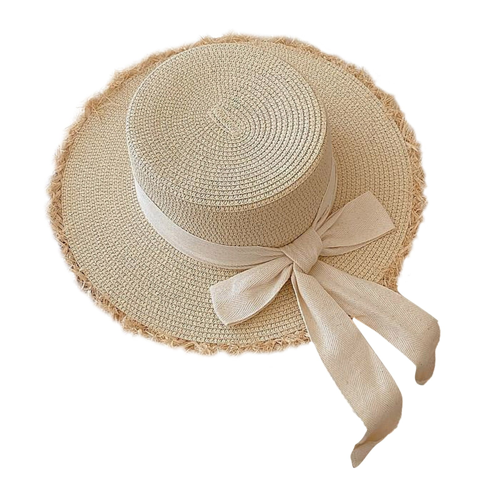 Clearance! Handmade Hollow Straw Hat with Curled Brim and Raised Edge
