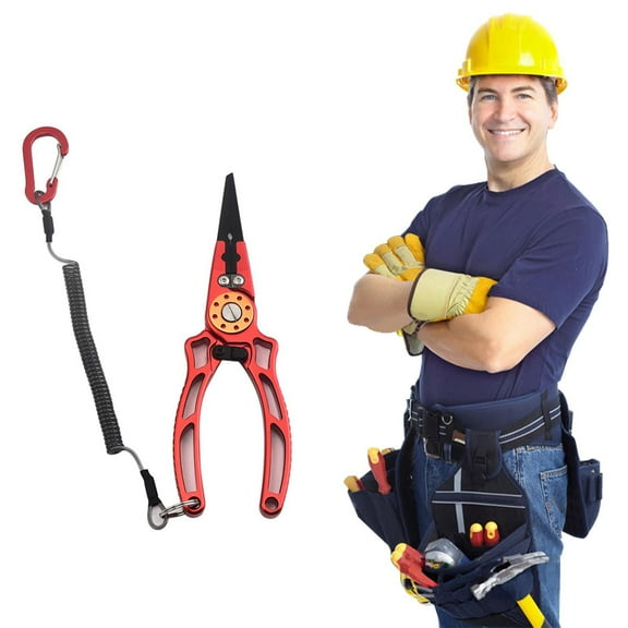 Clearance Handmade equipment under $7,Fishing Pliers Lock Design Fishing Pliers Aluminum Split Ring Pliers For Fishing With Braid Cutters And Lanyard 1PC