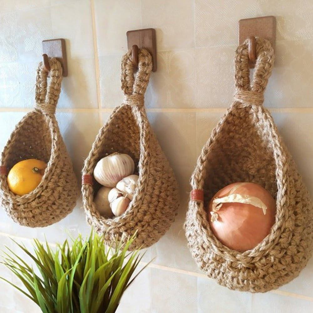 Clearance Hanging Wall Vegetable Fruit Baskets, Teardrop Hanging Basket, Kitchen Hanging Storage