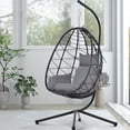 thumbnail image 1 of Clearance! Hanging Wicker Egg Chair, Outdoor Patio Hanging Chairs with Stand, UV Resistant Hammock Chair with Comfortable Cushion, Durable Indoor Swing Egg Chair for Bedroom, Garden, Backyard, 1 of 5