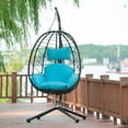 thumbnail image 1 of Clearance! Hanging Wicker Egg Chair, Outdoor Patio Hanging Chairs with Stand, UV Resistant Hammock Chair with Comfortable Cushion, Durable Indoor Swing Egg Chair for Bedroom, Garden, Backyard, 1 of 6