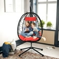thumbnail image 1 of Clearance! Hanging Wicker Egg Chair, Outdoor Patio Hanging Chairs with Stand, UV Resistant Hammock Chair with Comfortable Cushion, Durable Indoor Swing Egg Chair for Bedroom, Garden, Backyard, 1 of 7