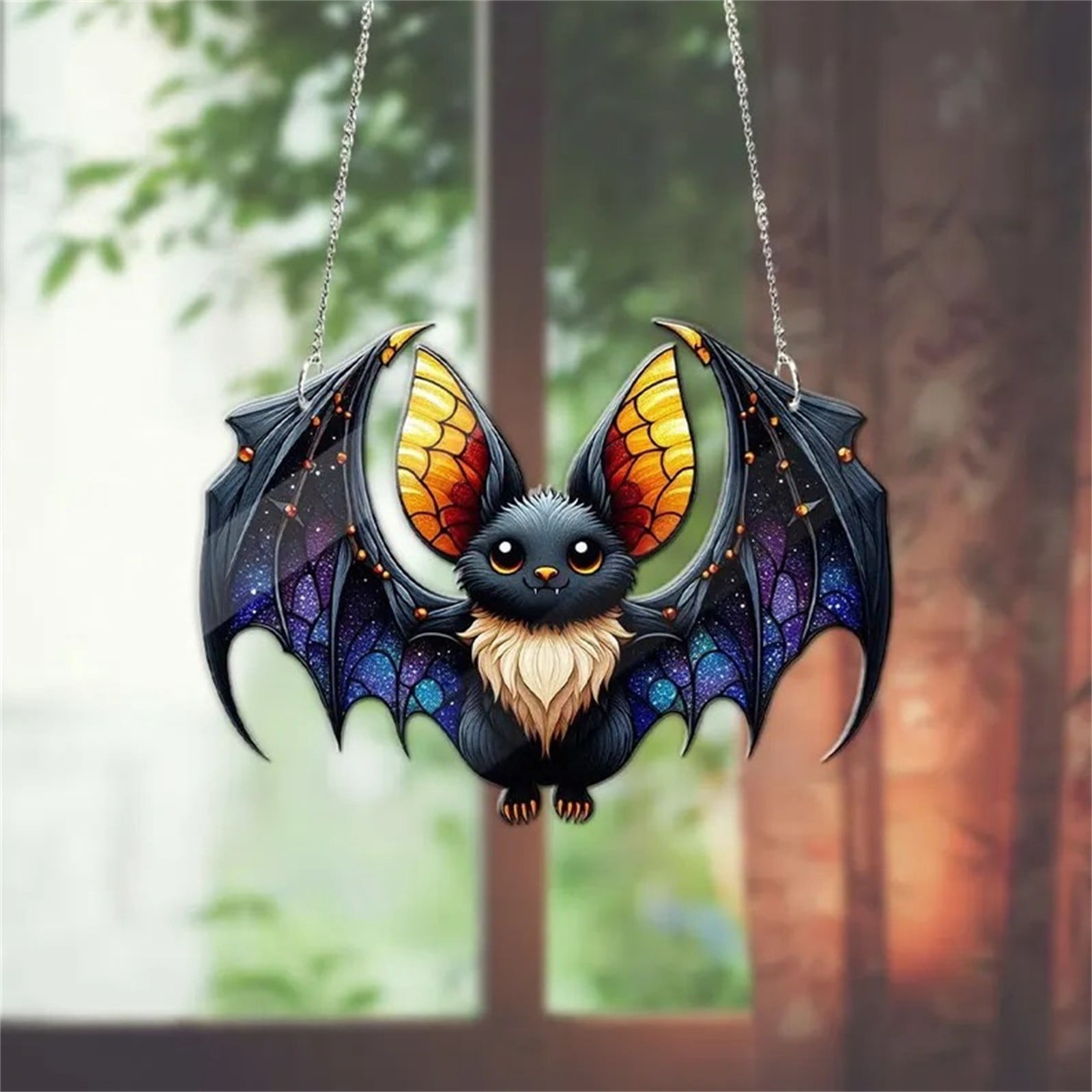 Clearance Hangs under $5,Halloween Bat Stained Glass Suncatcher Window ...