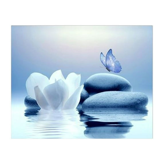 Clearance Hangs under $5,Zen Stone Canvas Wall Art Water And Purple Butterfly On The Wall Art For Bathroom Living Room Bedroom Yoga Spa Picture Wall Decor Bedroom Wall Art