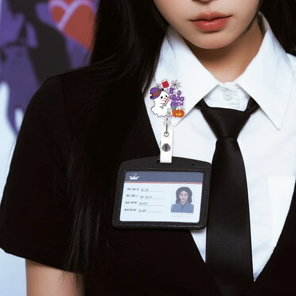 Clearance Hangs under $5,Adorable Halloween Acrylic Badge Reel With Retractable And 360° Rotating Clip Perfect For Anyone