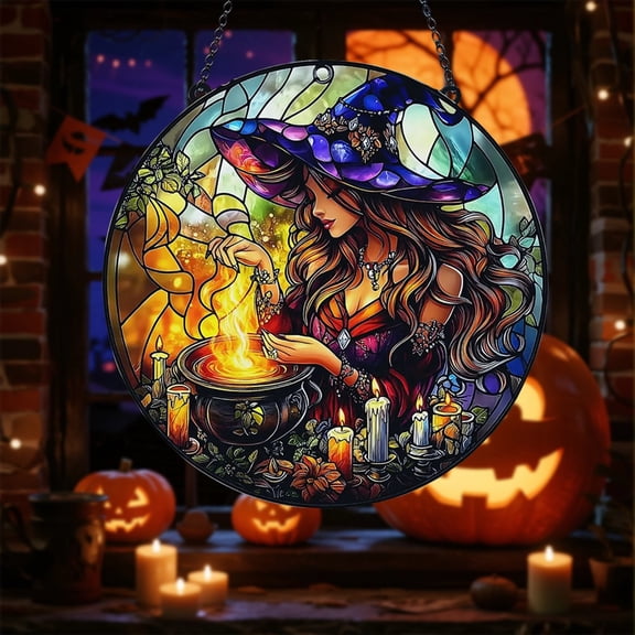 Clearance Hangs under $5,Halloween Witch Cauldron With Look Window Hanging Halloween Decor Gothic Witchcraft Celestial Ornament For Home And