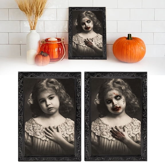 Clearance Hangs under $5,Scary Halloween Decoration，Indoor Home Wall Decor 3D Changing Moving Picture Frame For Halloween House Decor