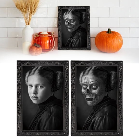 Clearance Hangs under $5,Scary Halloween Decoration,Indoor Home Wall Decor 3D Changing Moving Picture Frame For Halloween House Decor