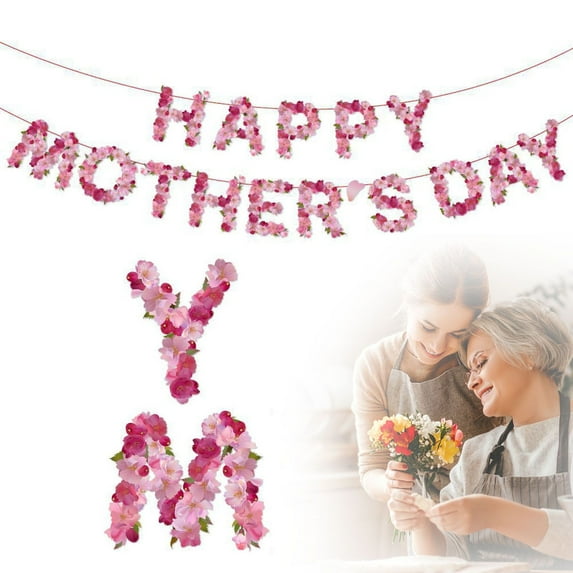Clearance! Happy Mother's Day Banner Happy Mother's Day Flags Happy Mother's Day Letter Banner Happy Mother's Day Decorative for Mothers Day Anniversary Part Y Photo Booth Background DIY