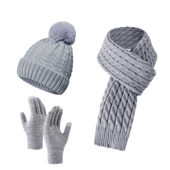 Clearance! Hassda Hat Gloves Set Scarf Gloves Hat Set for Teen Girls Women&Men Autumn Winter Warm Hat Scarf Gloves Three Pieces Scarf Gloves Hat Set