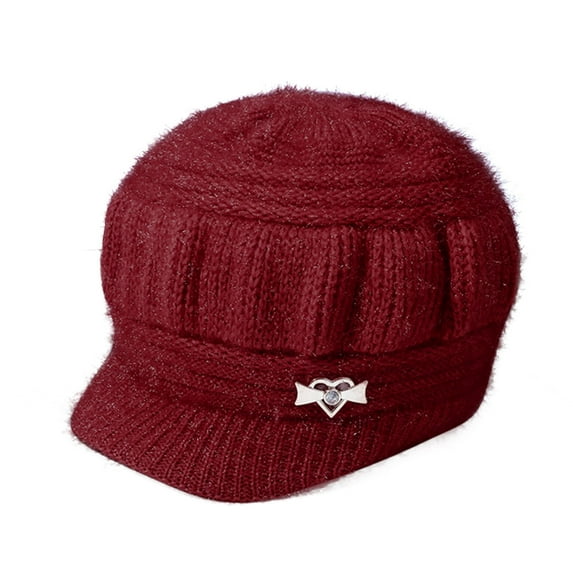 Clearance! Hassda Women Winter Warm Knit Hat Snow Ski Caps with Visor Clearance Sale