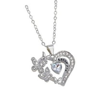Clearance! HauiWeiLyai Mother's Inlaid Pendant Heart Shaped Two-tone Necklace Fashion Jewelr
