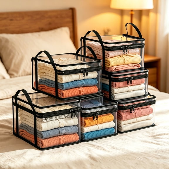 Clearance Heavy-Duty Large Clear Zippered Storage Bags with Handles – For Moving, Dorm, Closet & Extra Containers with Lids
