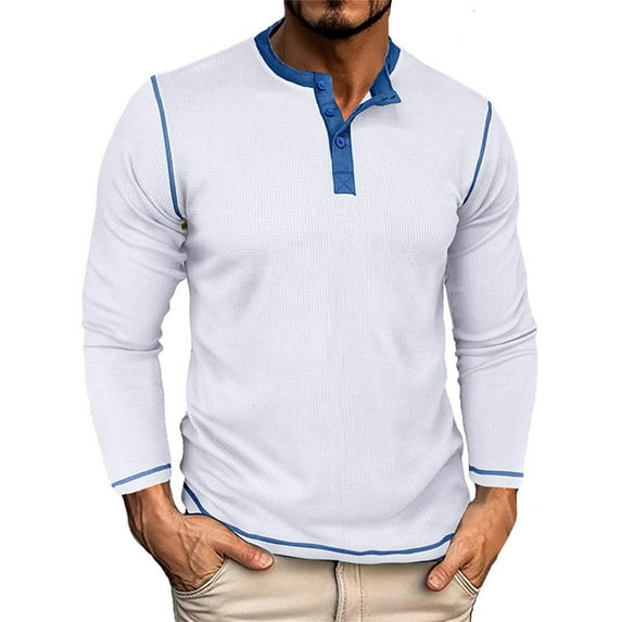 Clothing Henley T Shirts for Men Long Sleeve Button Henley T-Shirts Fashion Casual Comfortable Long Sleeved Shirt Vintage T Shirt Base Top Casual Basic Tops