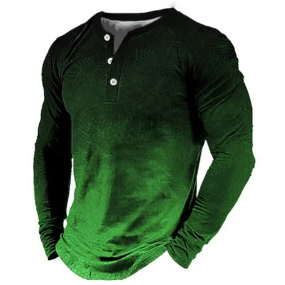Clothing Henley T Shirts for Men Long Sleeve Button Henley T-Shirts Long Sleeved Loose Comfortable Gradient Simple T Shirt Casual Basic Tops