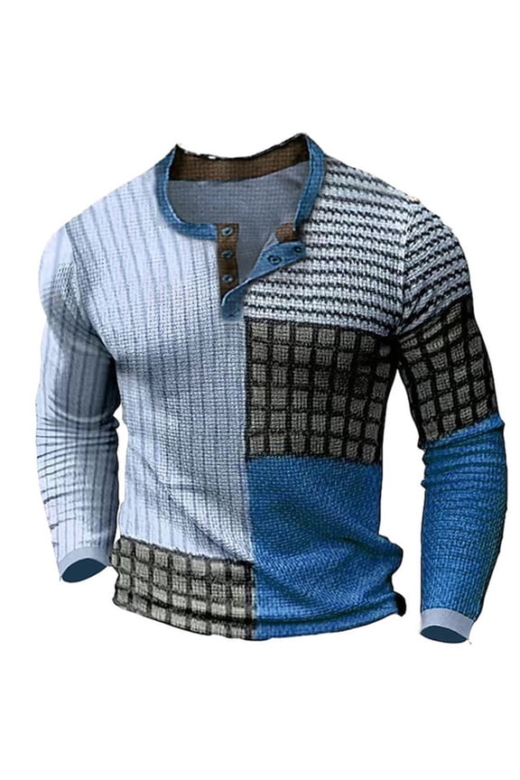 Clothing Henley T Shirts for Men Long Sleeve Button Henley T-Shirts Printed Button T Shirt Fashion Casual Casual Basic Tops