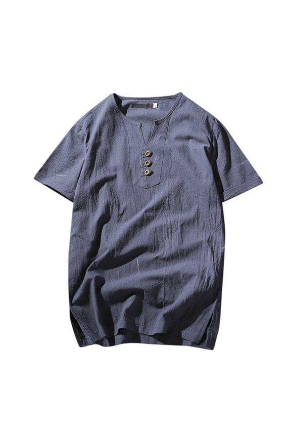 Clothing Henley T Shirts for Men Short Sleeve Button Henley T-Shirts Cotton Thin Casual Loose Tshirt Summer Tshirt Casual Basic Tops