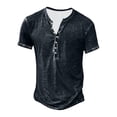 thumbnail image 1 of Clothing Henley T Shirts for Men Short Sleeve Button Henley T-Shirts Fashionable And Casual Solid Color 7 Buttond T Shirt Suit Casual Basic Tops, 1 of 3