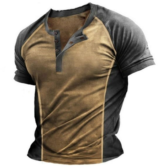 2025 Henley T Shirts for Men Short Sleeve Button Henley T-Shirts Summer T Shirtd Sports Casual T Shirt Retro V Neck Top Casual Basic Tops