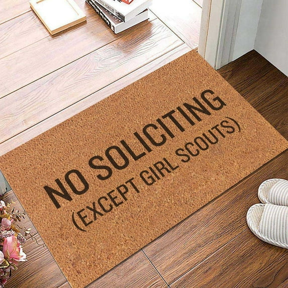 Hewann Doormat No Soliciting Doormat | Funny Welcome Entryway Mat | Non-Slip Carpet Rug | for Home, Office & RV | Polyester | Easy to Clean | Multicolor Doormat