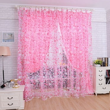 Clearance! Hewann Gauze curtains Curtain Window Floral Scarf Door Curtain Divider Room Print Voile Curtain Home Decor