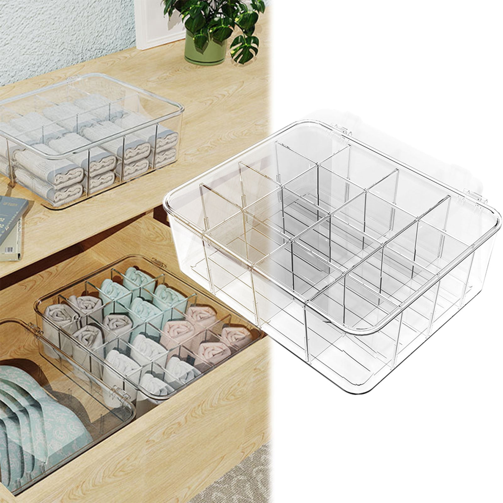Stackable Bra Storage Solution Hewann Household Underwear Storage Box - Transparent Flip-Top Organizer ...