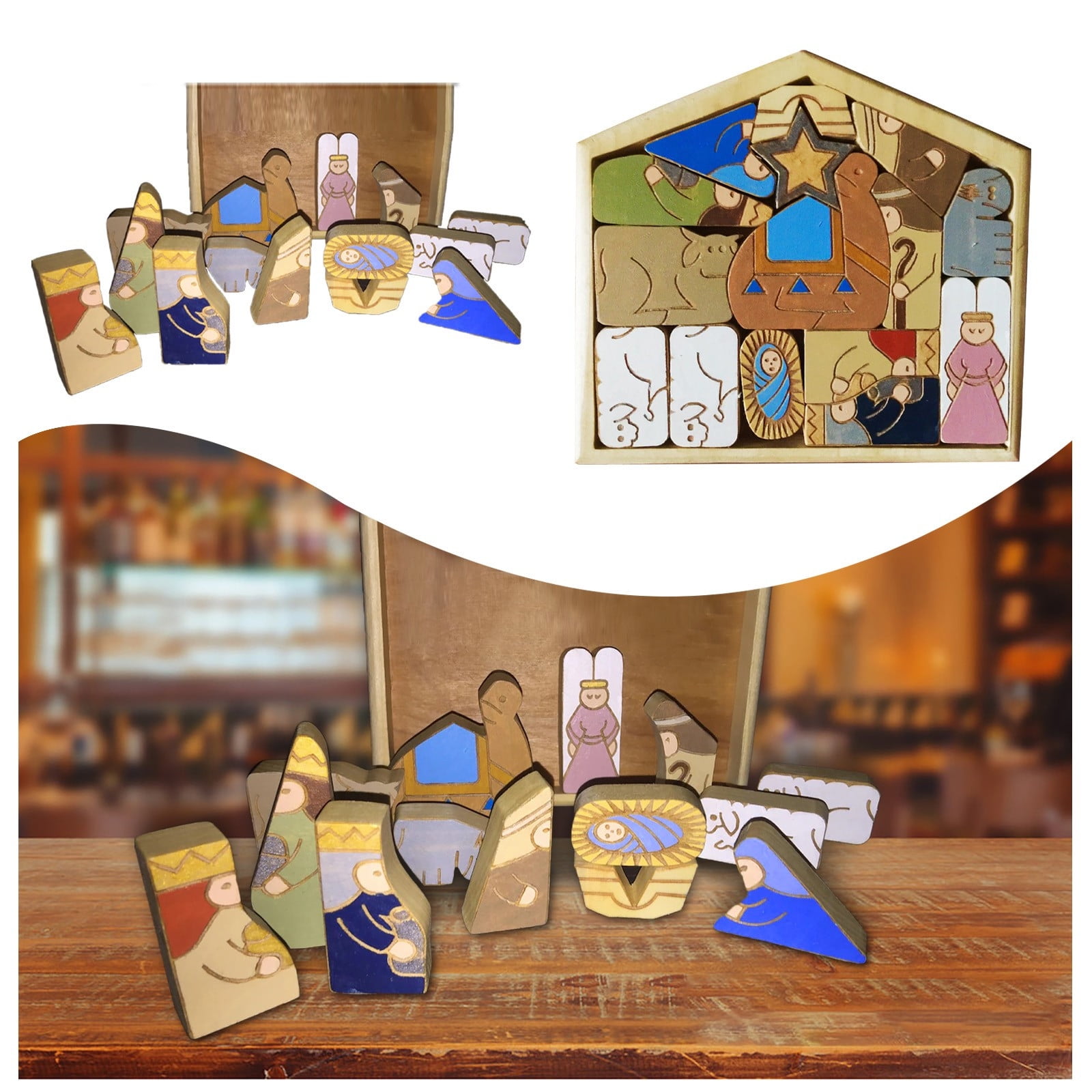 Clearance! Hewann Nativity puzzle ornament Desktop Ornament Large For