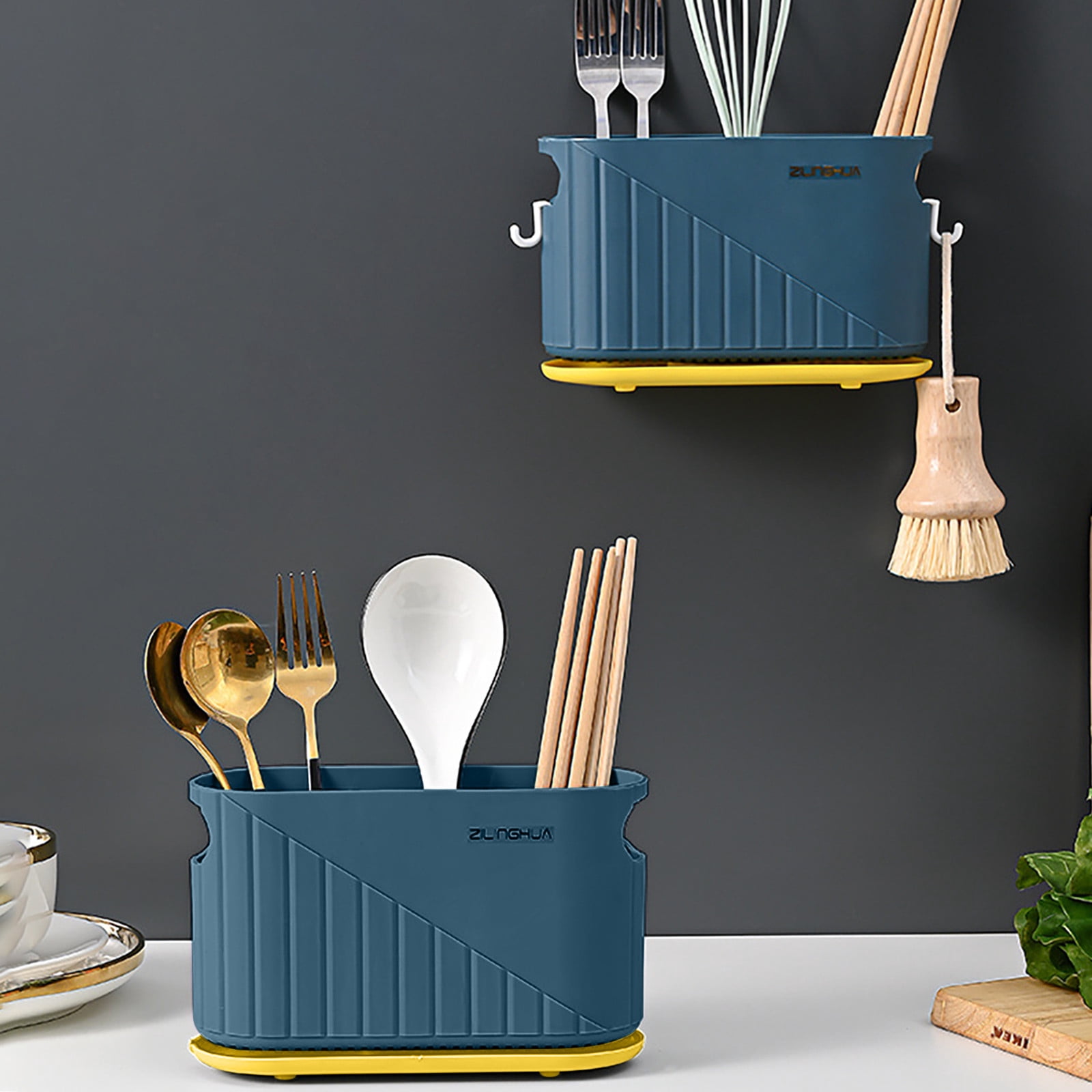 Storage Rack With Hooks Clearance! Hewann Storage Racks Hooks Wall-Mounted Chopstick Cage Non ...