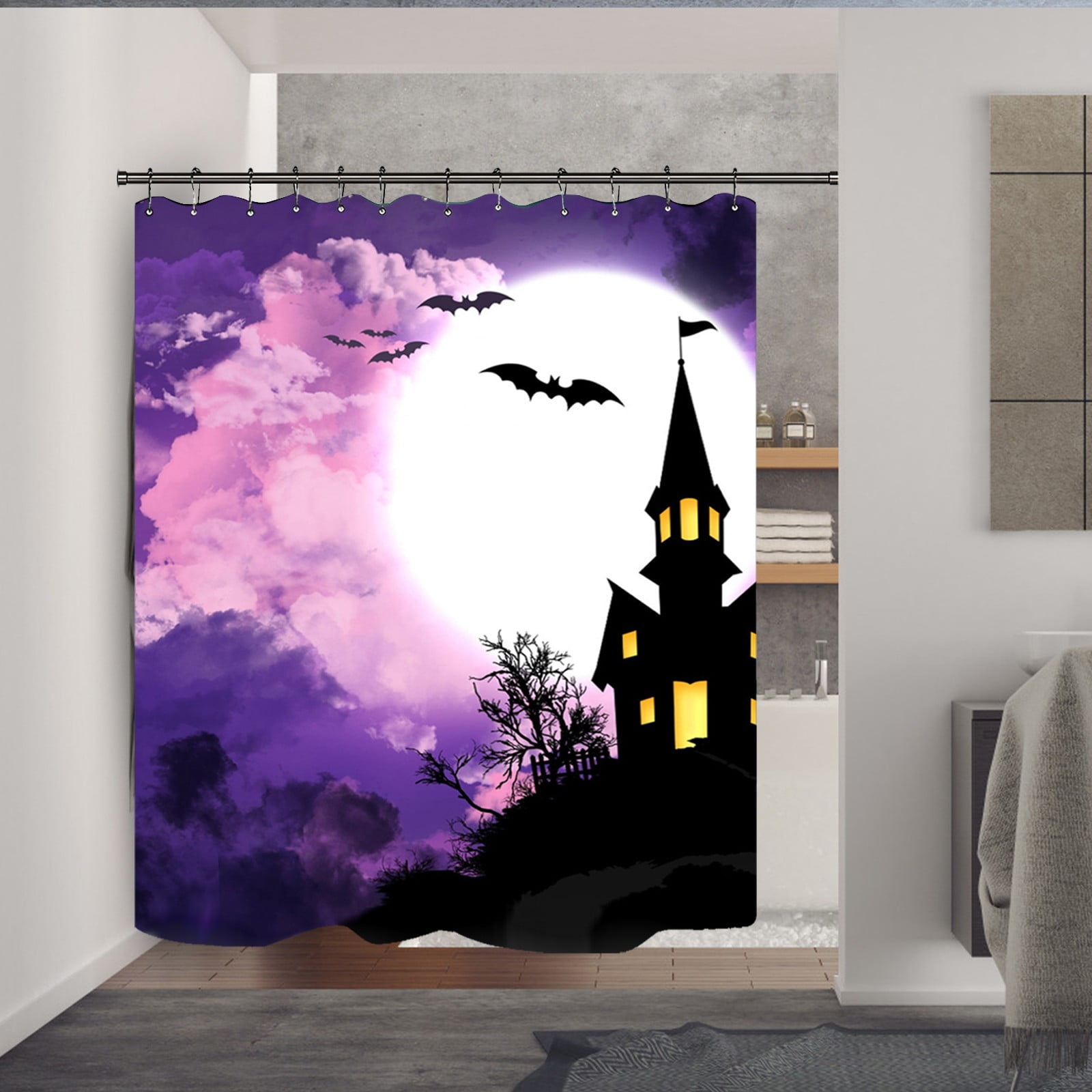Clearance！Hexang Halloween Shower Curtains Halloween Shower Curtain