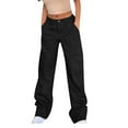 thumbnail image 1 of Clearance Hfyihgf Women Baggy Low Waist Cargo Pants Oversize Casual Wide Leg Parachute Trousers Pocket Y2K Casual Cargo Jeans(Black,XL), 1 of 7