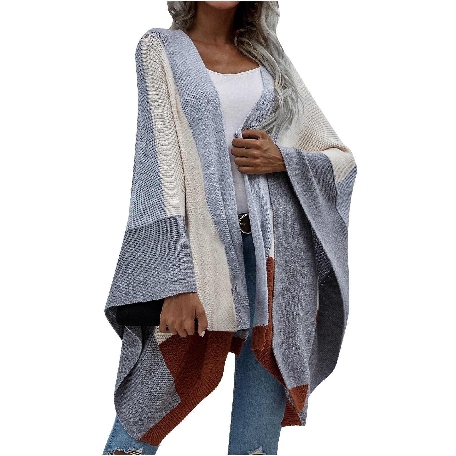Clearance Hfyihgf Women's Shawl Wrap Poncho Ruana Cape Cardigan