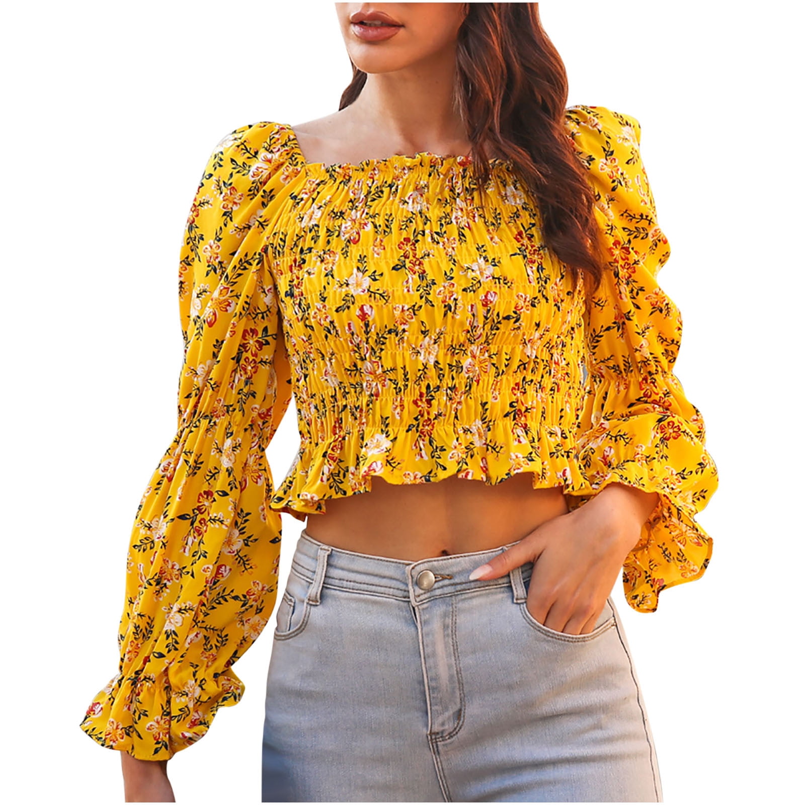 Women's Kimono Cardigans Floral Print 3/4 Sleeve Open Front
