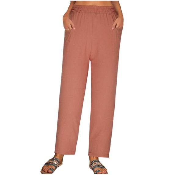 High Waist Straight Women's Fashion Casual Spring And Summer Solid Color Loose Full Length Pants Coffee XXL