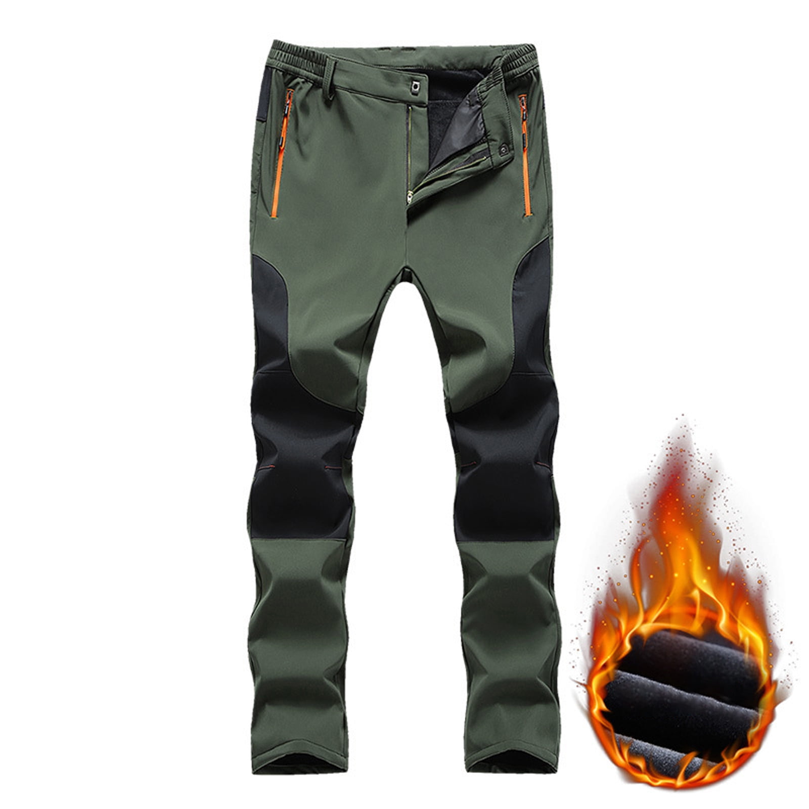 Clearance Hiking Pants Men,Men's Snow Ski Outdoor Waterproof Windproof Fleece Cargo Hiking Pants